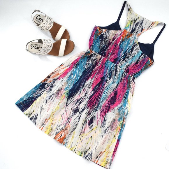 Hang Ten Multicolored Leaf Print Beach Dress S - Picture 2 of 6